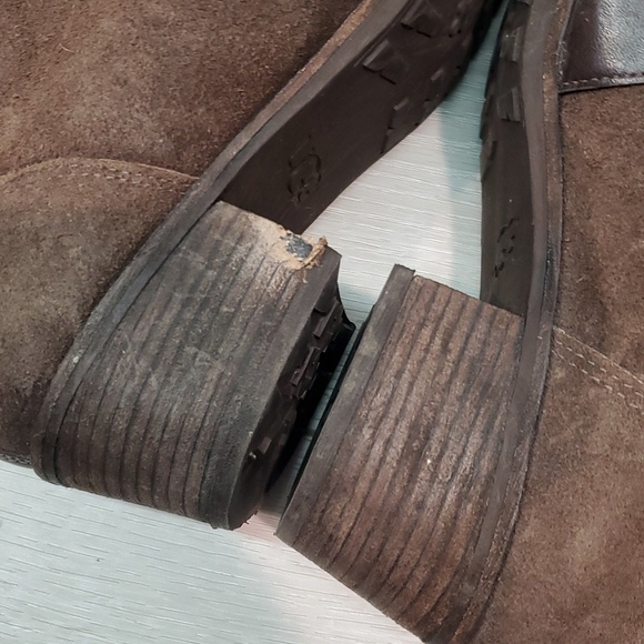 Ugg Australia Women's Wright Belted  Leather Sheepskin heels boots shoes sz 11 - Picture 11 of 15